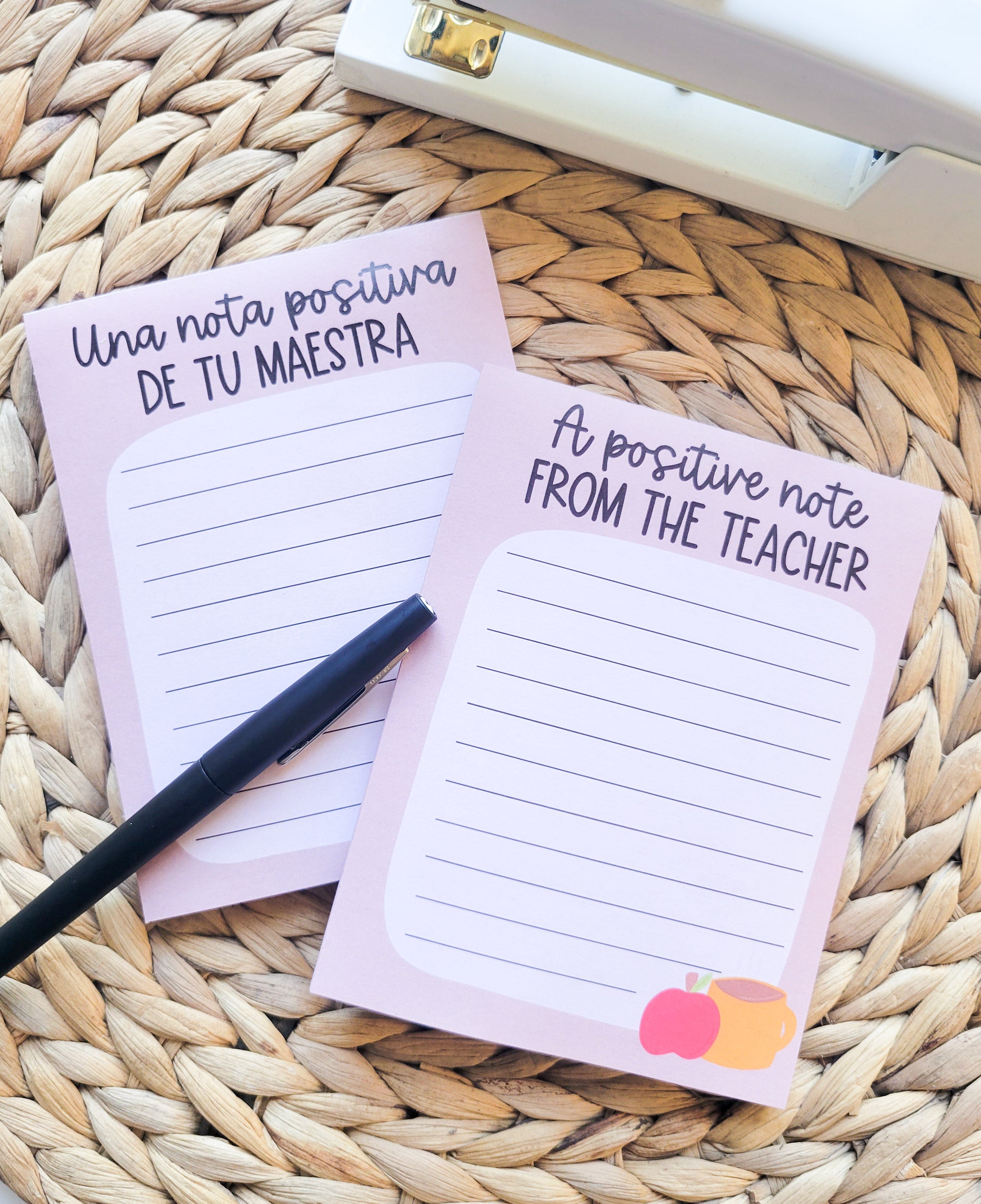 A Positive Note from the Teacher Note Pad (Bilingual Options)